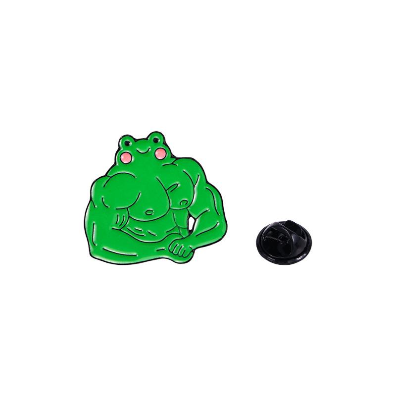 

Cartoon frog fitness brooch creative cute dripping oil muscle hulk metal badge backpack clothing accessories