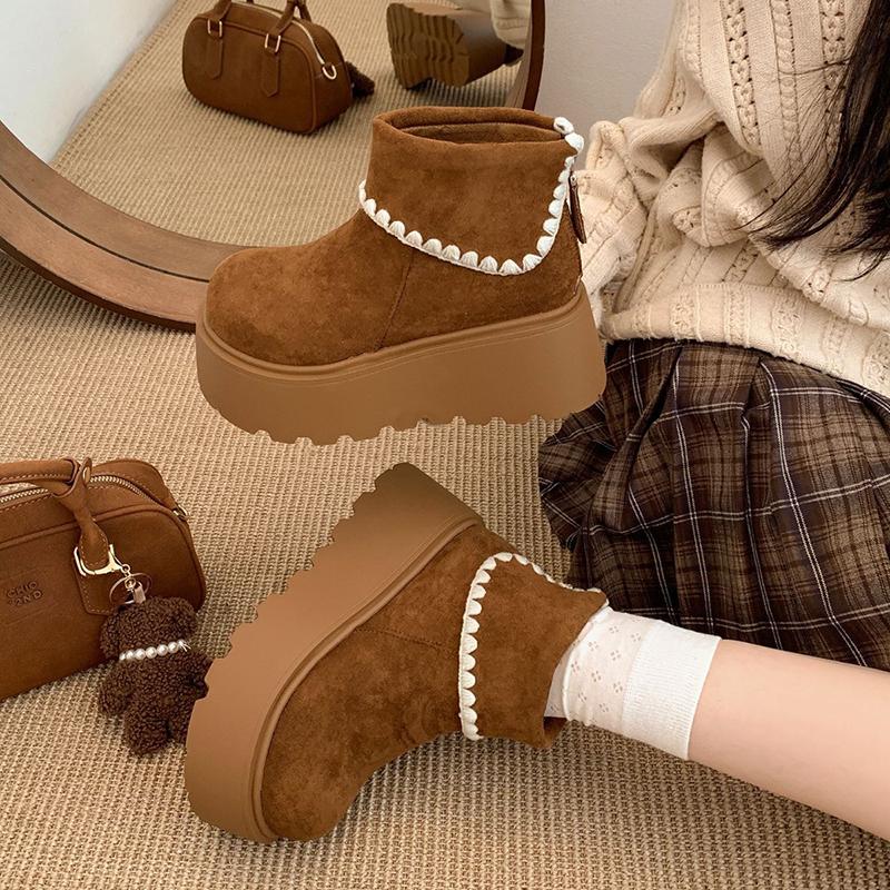 Design Fashion Platform Heels Women Ankle Boots Keep Warm Height Increase Short Booties Autumn Winter Ladies Shoes  Mujer