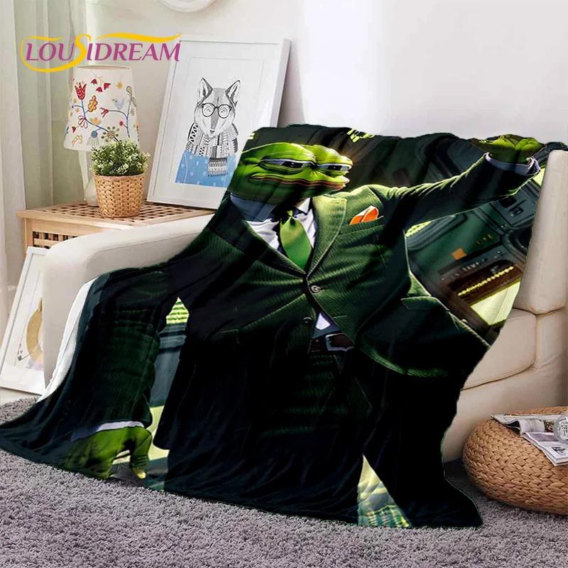 Cartoon Pepe The Frog Face HD Soft Flannel Blanket for Beds Bedroom Sofa Picnic,Throw Blanket for Cover Outdoor Leisure Nap Gift