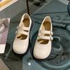 Uniform Women's British Flat Retro Double Buckle Soft Side Mary Jane Shoes Spring and Autumn Niche Carved for Walking Style