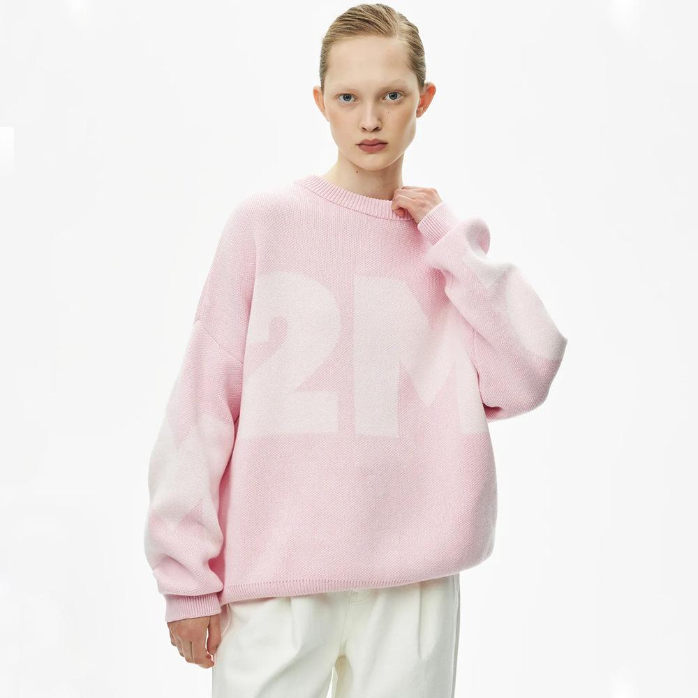 Round Neck Jumper for Autumn Winter Knitted Fashionable Versatile Round Neck Loose Fit Letter Jumper for Women Luxurious Relaxed Versatile Top