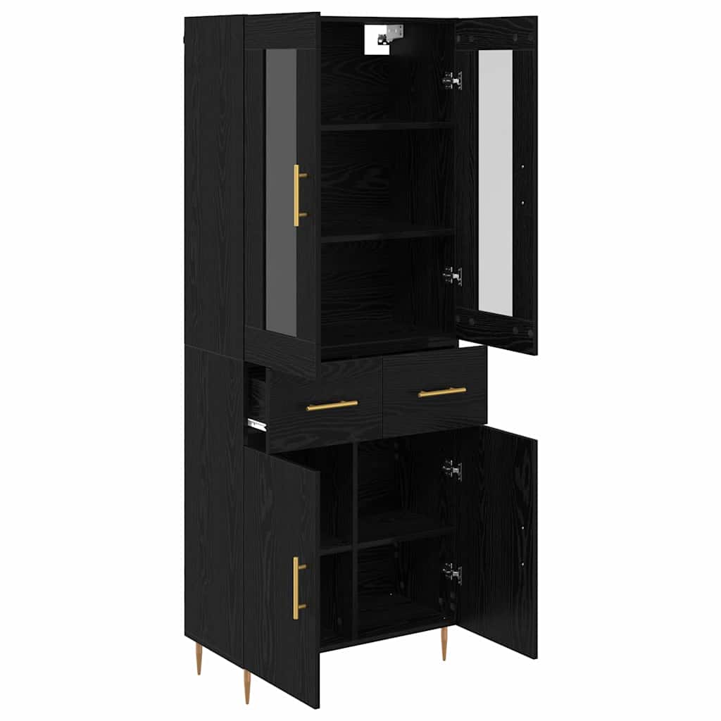 Highboard 2 pcs Black Oak Effect Particleboard
