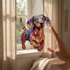 Acryl Puzzle Sonnenfänger Niedlicher Hund Sonnenfänger Panel DIY Puzzle Panel Fensterhängeornament für Haus Garten Dekoration
