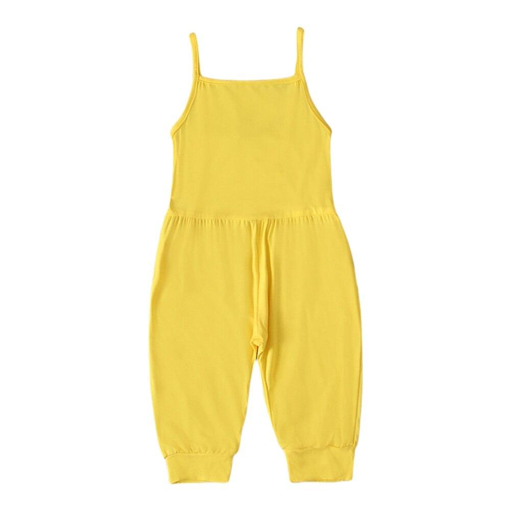 Toddler Jumpsuit Sleeveless Open Back Girls One Piece Strap Romper with Pockets