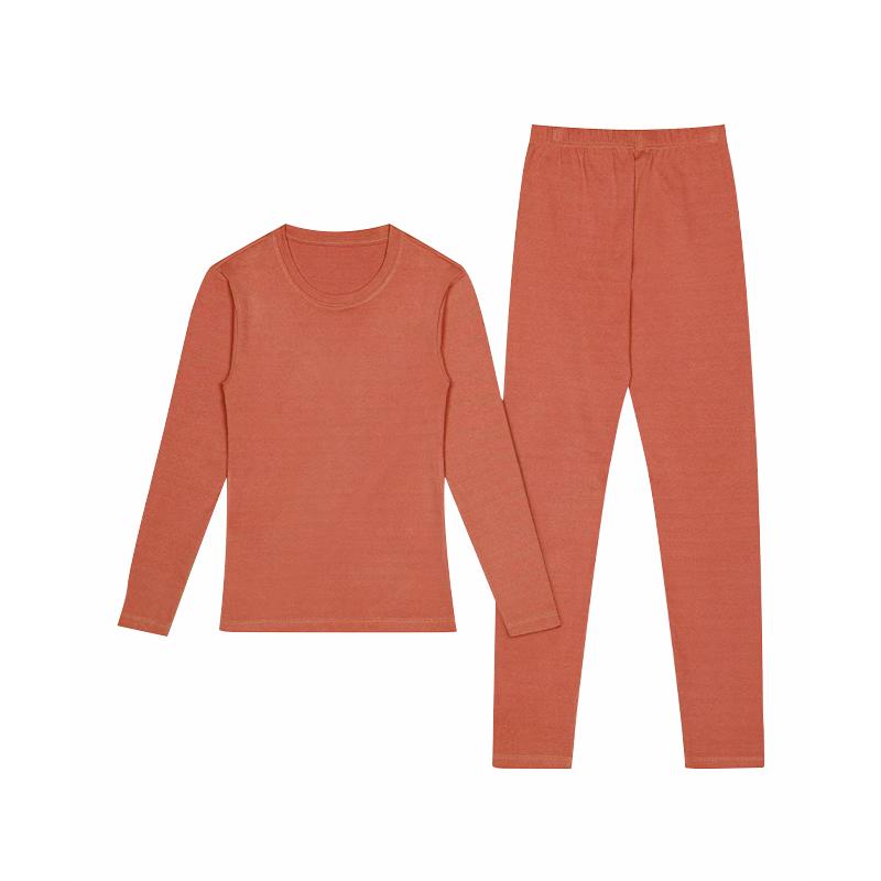 Yiershuang Women's Thermal Underwear Set Fleece Lined Thickened Antibacterial Honeycomb Sunshine Velvet Crew Neck Top and Bottom Autumn Pajamas