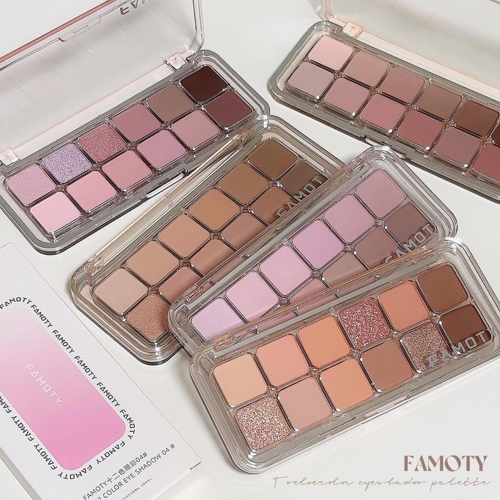 12-Farben Niedrig-Sättigung Matte Lidschattenpalette Tee Aprikose Erdtöne Langanhaltendes Komplett-Matte Augen-Make-up für den täglichen Gebrauch