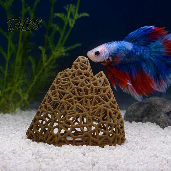 Saltwater Tank Ornament Aquarium Mountain Shrimp Hide, 3D Printed Hollow Mountain, Small Fish Landscaping Supplies Hideout Cave, Shelter for Betta