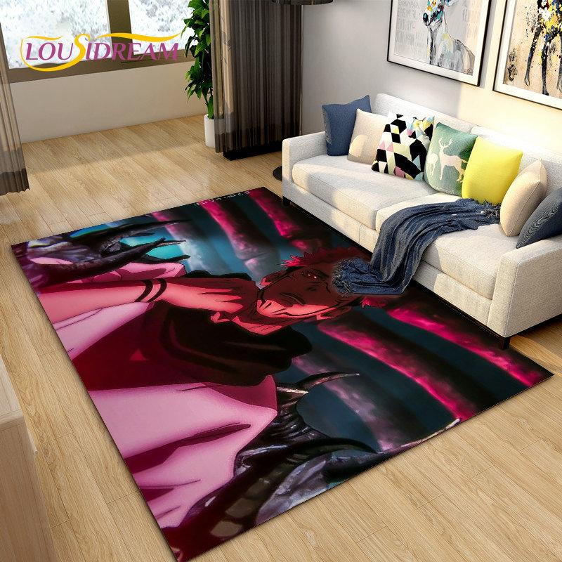 Jujutsu Kaisen Anime Cartoon Area Rug,Carpets Rug for Living Room Bedroom Sofa Doormat Decoration,Kids Play Non-slip Floor Mat