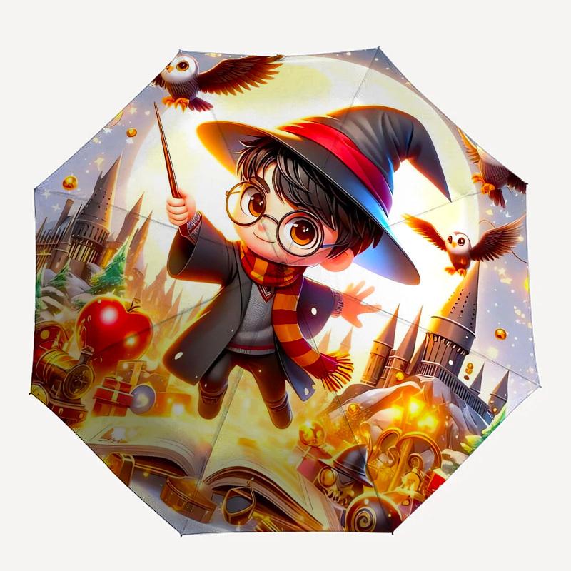 1pc Harry Potter Magical Adventure Umbrella with Plastic Handle,Cartoon Pattern,Suitable for All Seasons Multi-functional Umbrella463
