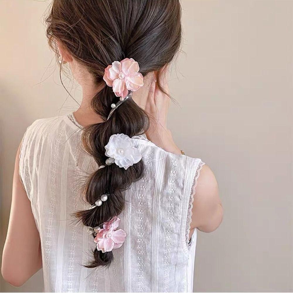 Pearls Telephone Line Headband Straight Braid Hair Tie Elegant Telephone Wire Hair Rope  Daily