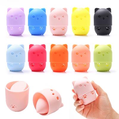 Silicone World 1PC Silicone Beauty Sponge Storage Box Egg Stand Makeup Powder Puff Drying Holder Mildew Proof Cosmetic Puff Case