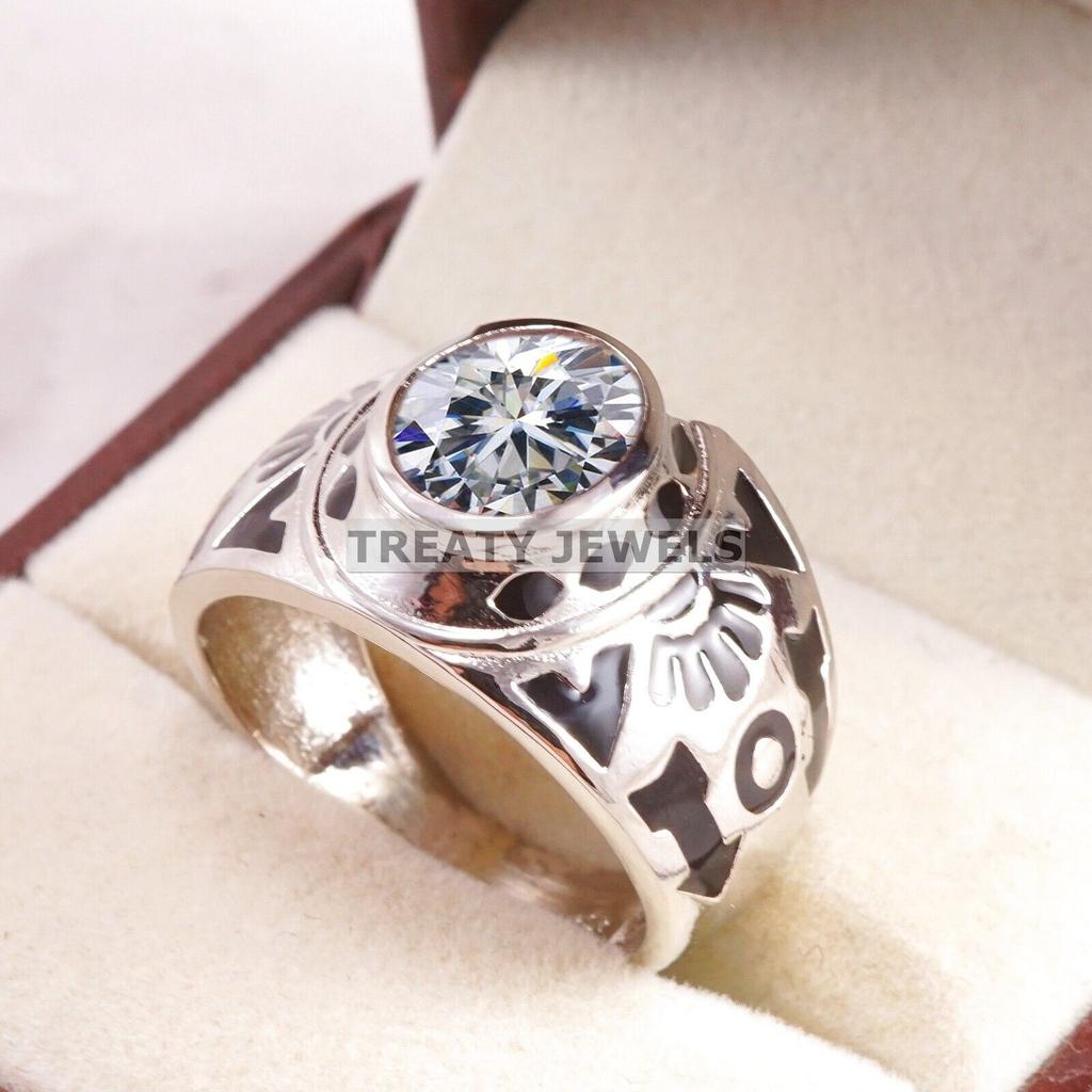 Moissanite Oval Cut Gemstone With 925 Sterling Silver Ring For Men's #B303 JL375681957644