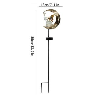 Solar Powered Cracked Glass Moon Garden Stake Light