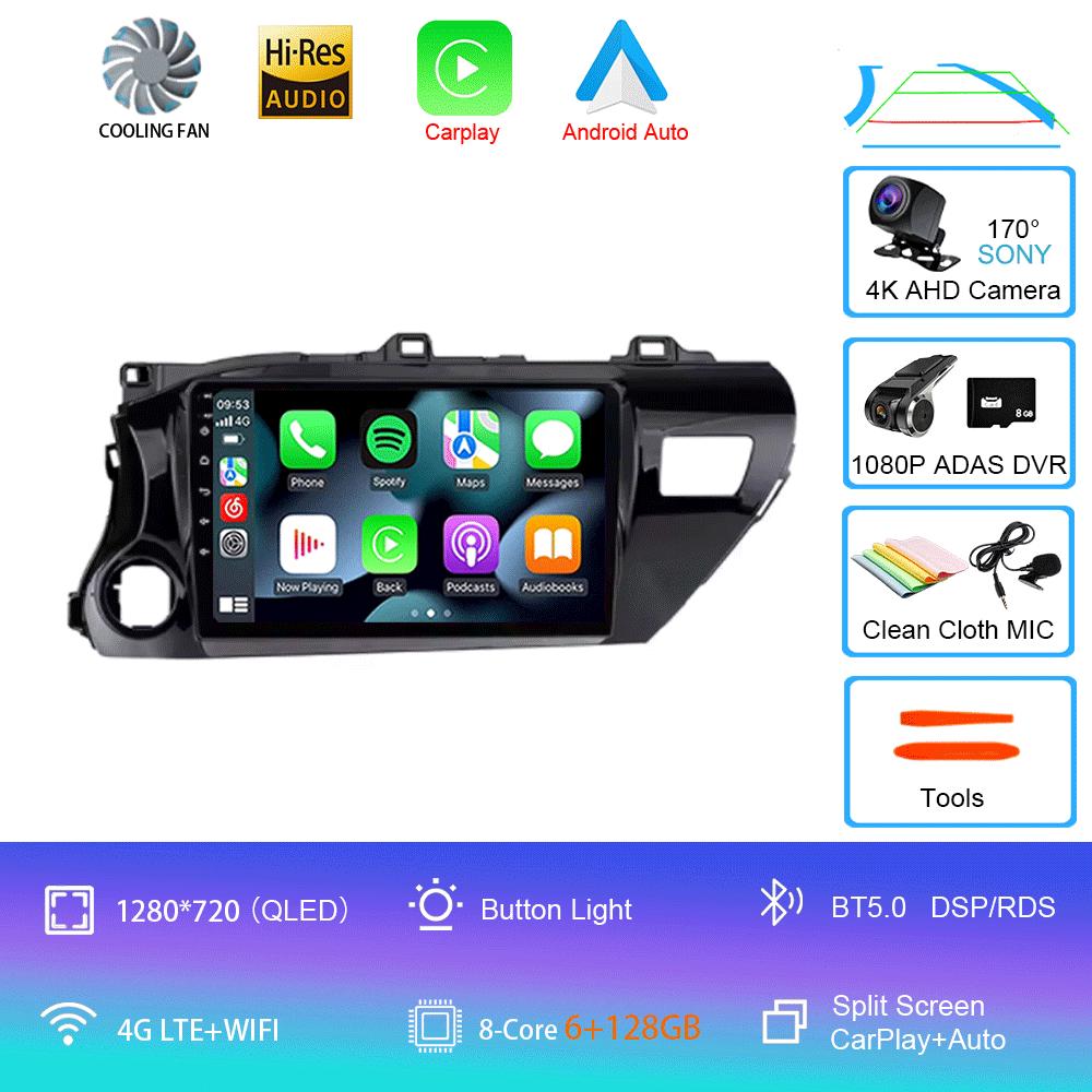 For Toyota Hilux Pick Up AN120 2015-2020 RHD LHD 8Core 2 Din Android 14 Auto Car Radio Multimedia 2din Stereo Carplay GPS Dvd
