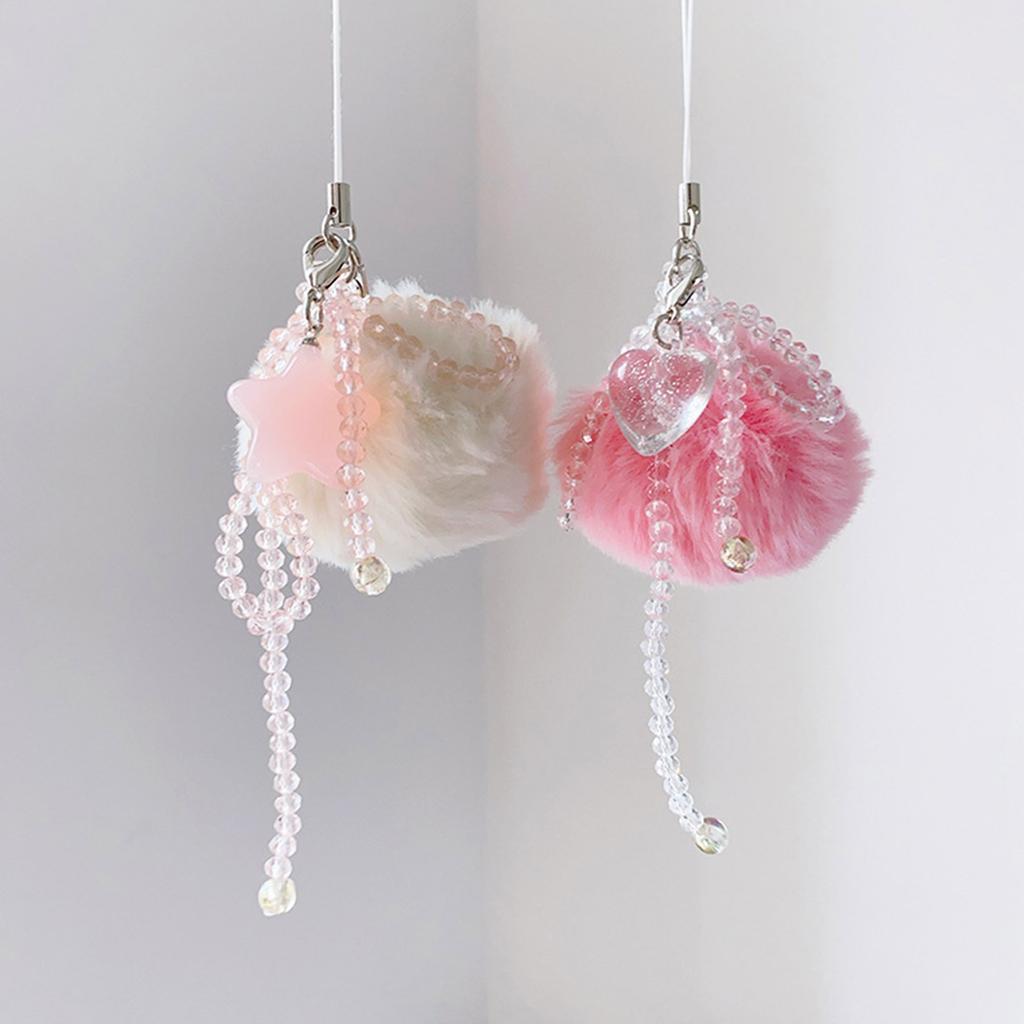 Plüschkugel Herz Stern Anhänger Handy-Anhänger Hängeseil Süße Handykette Riemen Taschen Dekoration Lanyard Schlüsselanhänger Zubehör