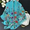 POBING Silk Cashmere Scarf Women Hand Rolled Shawls Fashion Printed Square Scarves Wraps Lady Bandana Big Hijabs Female Foulards