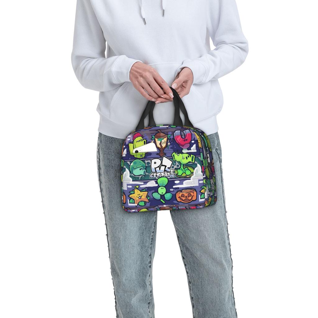 Custom Plants Gaming Zombies Lunch Bag Men Women Thermal Cooler Insulated Lunch Boxes for School
