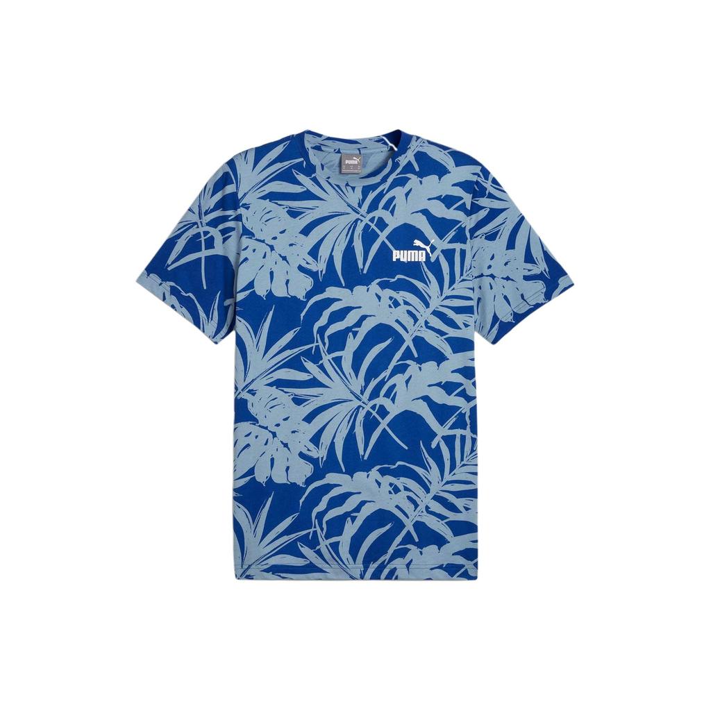 Puma Ess+ Series Floral Print Sports Casual Pullover Short Sleeve T-Shirt Men Tops Blue 683083-17