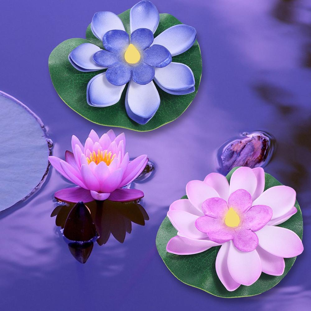 LED Electronic Candle Floating Water Lotus Lamp Waterproof Lotus Wishing Lamp  Garden