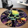 1PC Skulls Flames Office Round Area Rug, Mat Suitable For Office, Under Office Chairs Bedroom Living Room Home Decor, Room Deco
