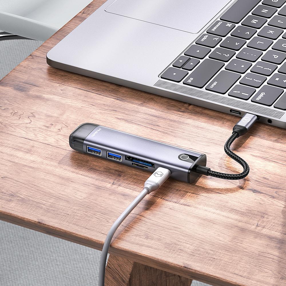 Mcdodo Hub Laptop 6-în-1 USB-C RJ-45 VGA HDMI 4K Pentru Macbook Hu-7740