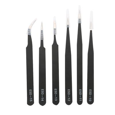 6PCS Anti Static Tweezers Stainless Steel Tweezer Maintenance Tool