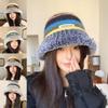 Women's Trendy Knit Wool Fisherman Hat – Warm, Korean Style, Face-Flattering, and Japanese-Inspired Big Head Bucket Hat for Autumn and Winter.