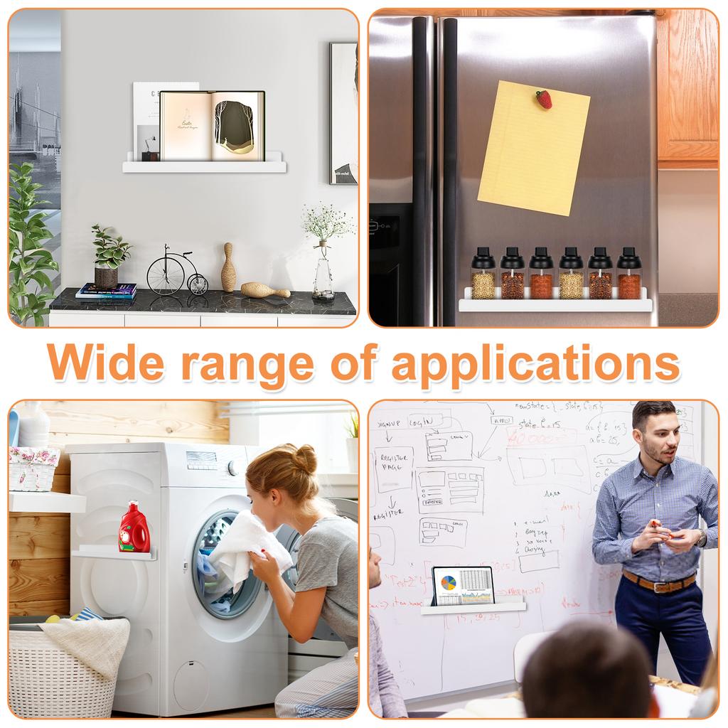 2 Pcs Magnetic Book Shelf for Whiteboard - 17 Inch, Reusable Metal Magnetic Bookshelf, Holds 8.8 Lbs, Magnetic Book Displays