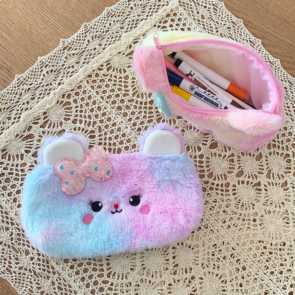 Plush Pencil Case Girl Heart Pen Box Cartoon Pen Storage Bag  School Office Supplies