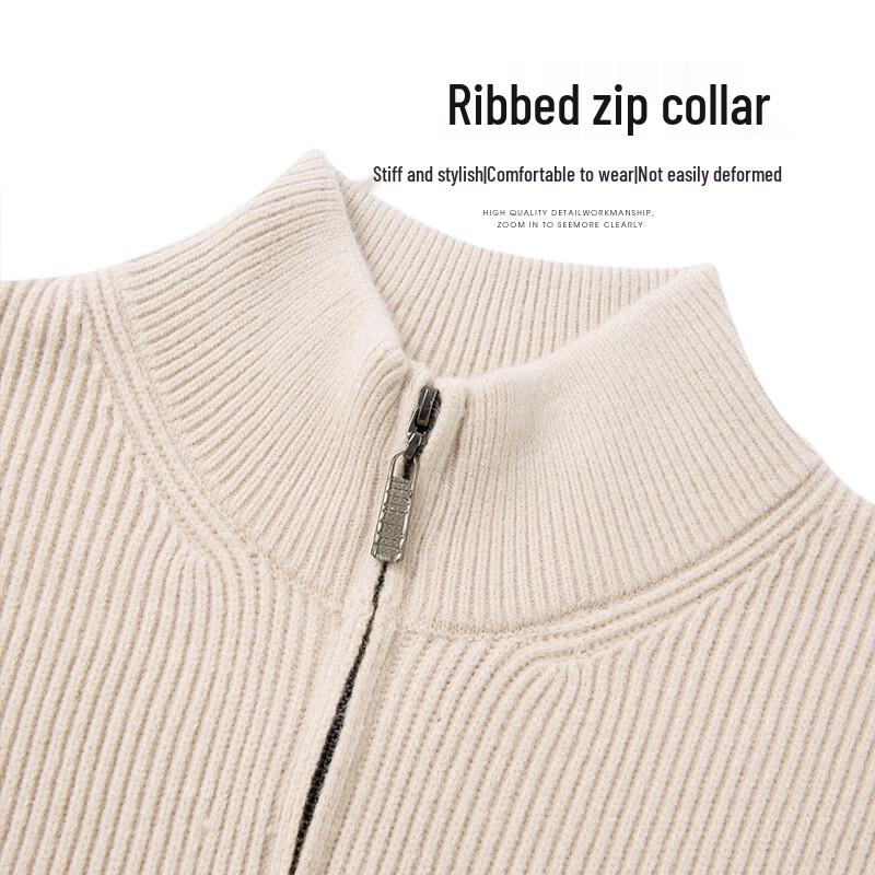 Hengyuanxiang Men's Heavyweight Wool Blend Stand Collar Cardigan