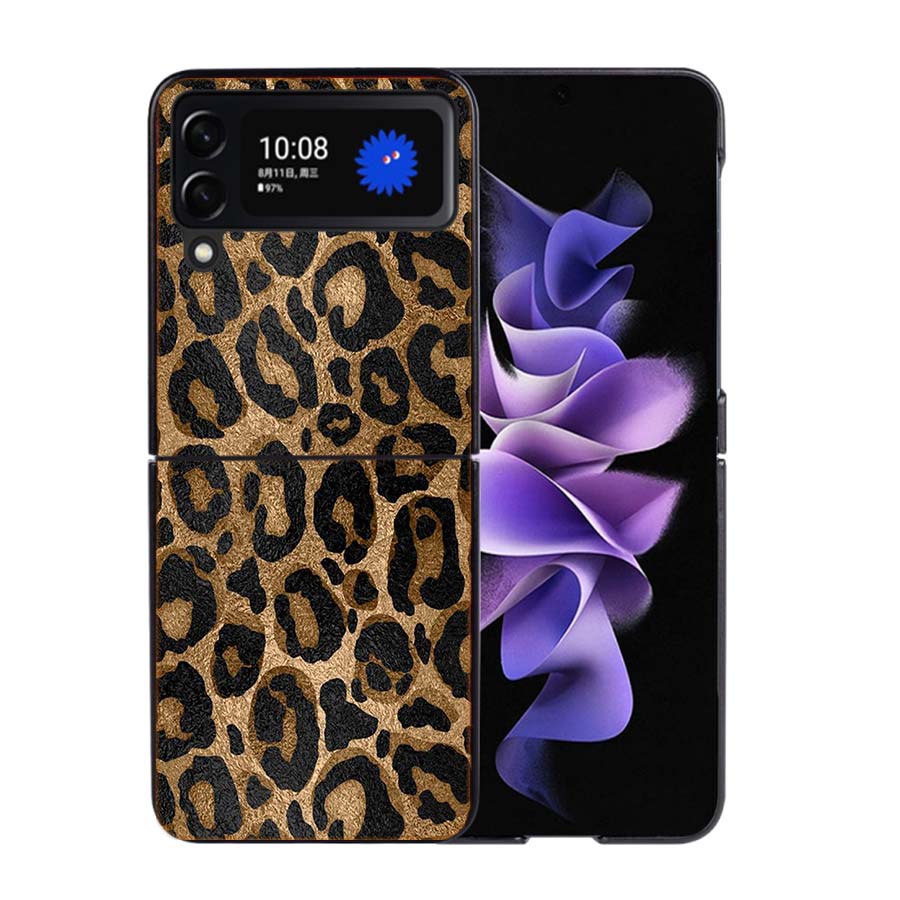 Fashion Tiger Leopard Print Panther Cool Phone Case For Samsung Z Flip 7 6 5G Galaxy Z Flip4 Z Flip5 Z Flip3 Coque Black Hard PC