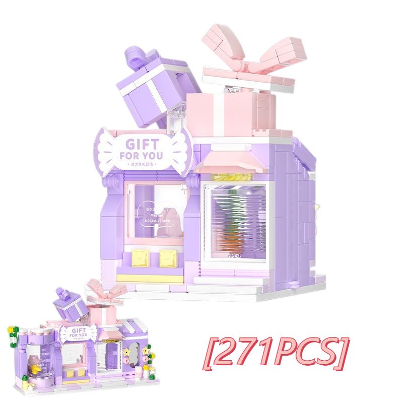 

Park Block Creative Coffee Shop Cat Painting Store Building Blocks Toy Gift Kids Box