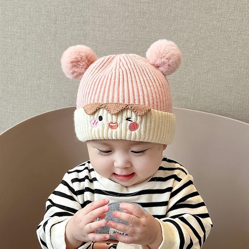 Baby Bobble Hat Cap Kids Pom Pom Beanies Caps Infant Bonnet Accessories For Baby Girls Boys 1-3Years
