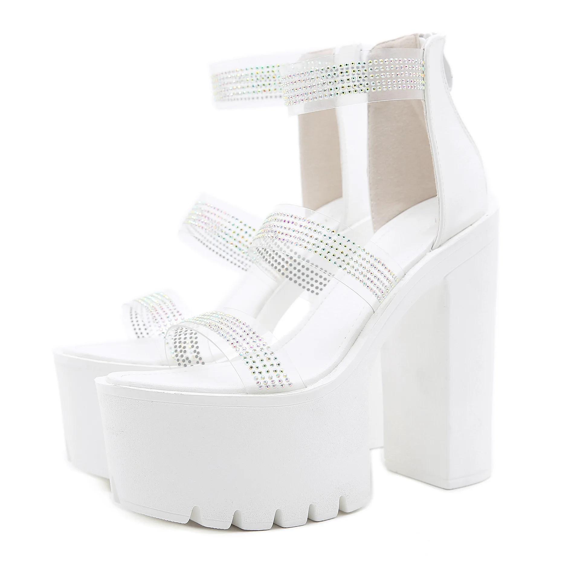 

Plus Size 35-42 Super High Heel Catwalk Sandals Women 2025 Summer Black Leather Sandals Platform Female Open Toe Shoes 35 белый