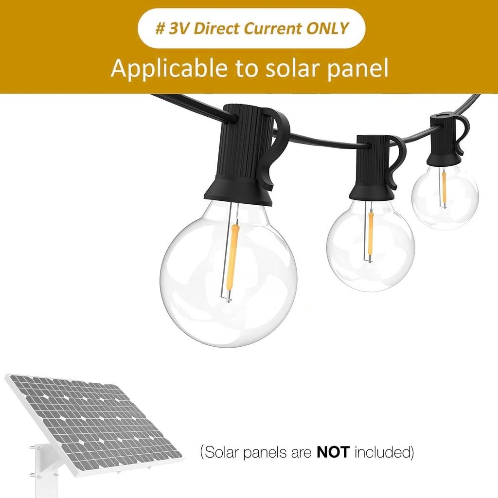 10x / 25x DC 3V Low-Voltage G40 LED Replacement Bulbs for Solar String Light, Shatterproof & Waterproof, 1W, E12 Base, 2700K Warm White