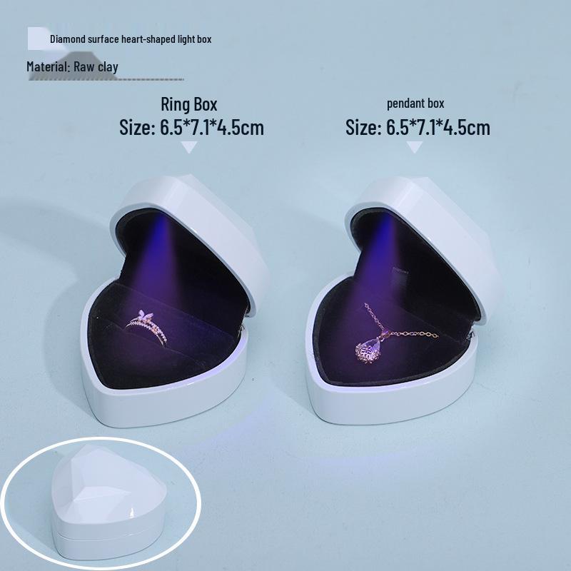 Heart-Shaped LED Ring & Necklace Box with Light - Jewelry Gift Packaging
