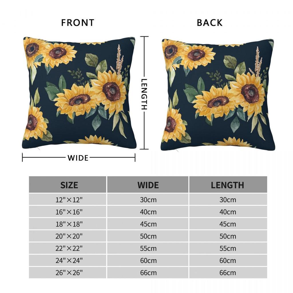 Fall Sunflower Floral Square Pillowcase Cushion Cover Pillow Case Throw Pillow Cover for Home Bedroom Car