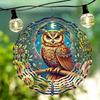 1pc Metal Mandala Wind Chime with Owl & Floral Night Design - All-Season Outdoor/Indoor Hanging Decor for Gardenift