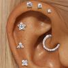 AIDE 925 Silver 1PC Mini Moissanite Four-Claw Screw Stud Earrings Casual Design DIY INS Ear Studs For Lady Jewelry