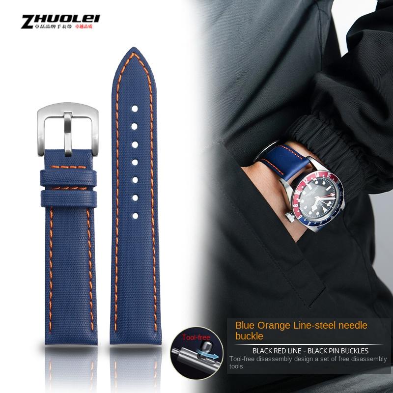 Fiber Nylon Leather Watchband For Tudor Mido Tag Heuer Citizen Seiko Huawei Male Canvas Watch Strap Waterproof 20 21mm 22mm 23mm