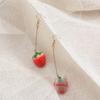 Unique Pastoral-Style Strawberry Earrings Hooks And Pendants Featuring Three-Dimensional Fruit Designs
