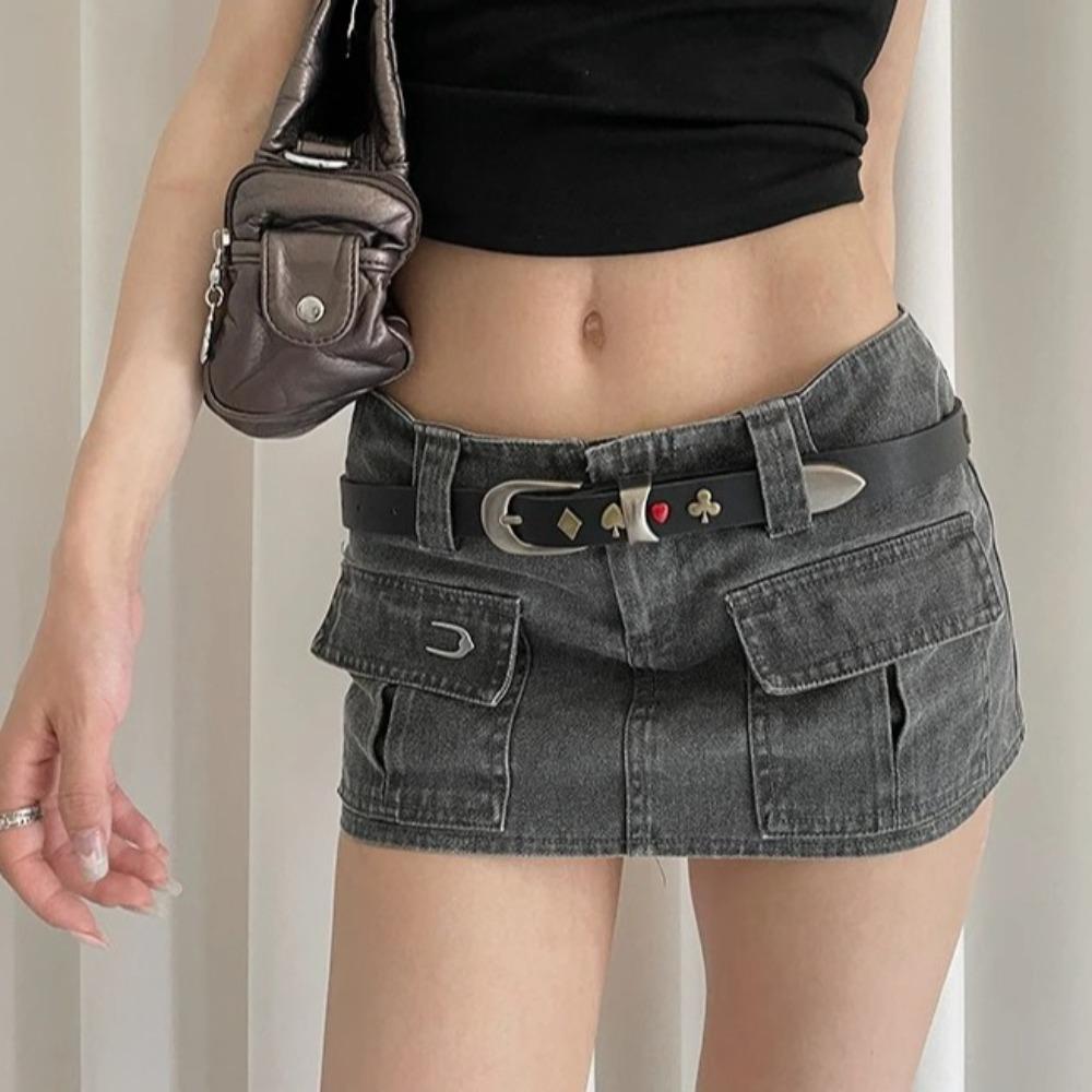 Punk Style Y2K Waist Belt PU Leather Dress Jeans Belt Cool Rivet Waistband  Streetwear
