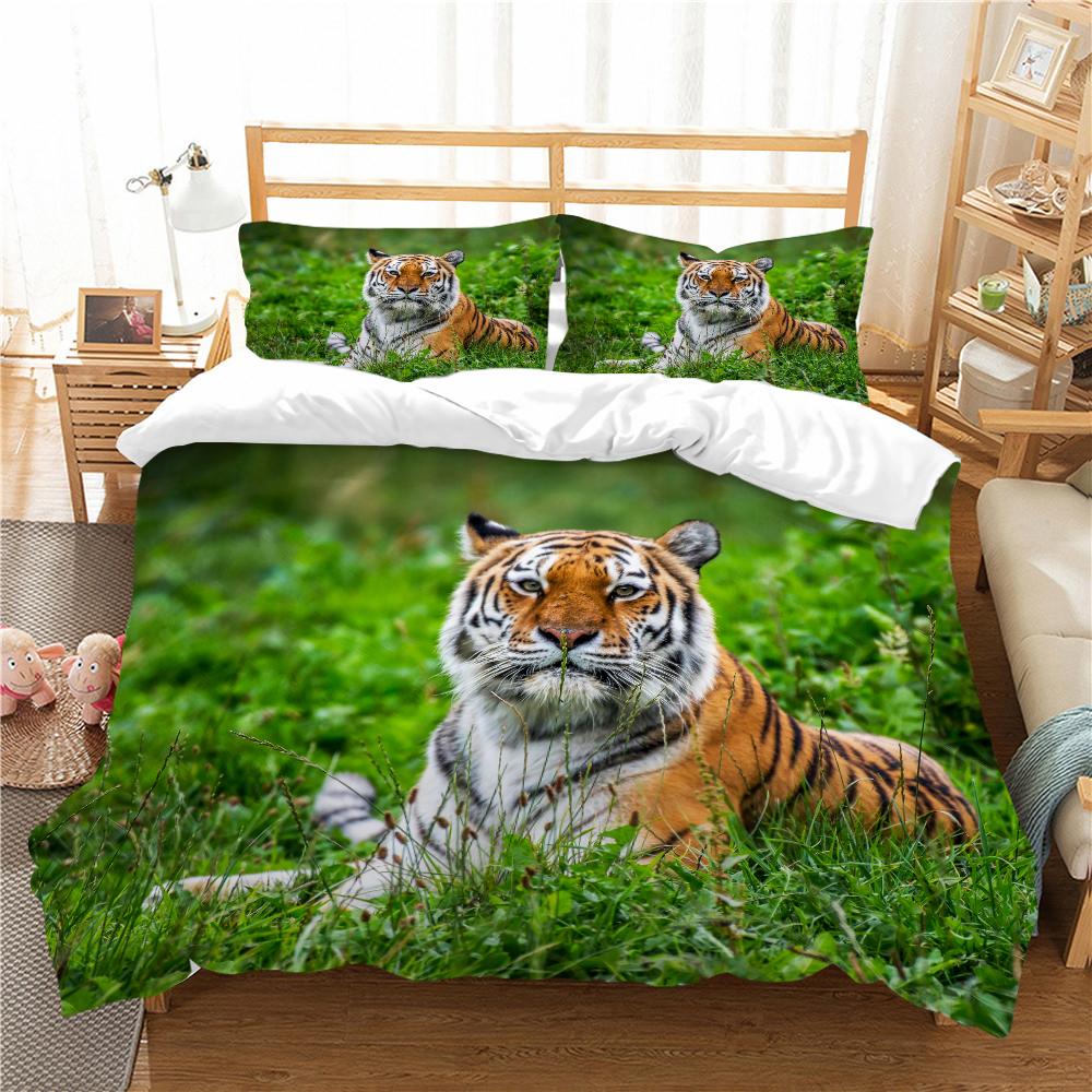 3D Tiger Pattern Quilt Cover Home Bedding Set AU Full Size Single/Double Home Decoration