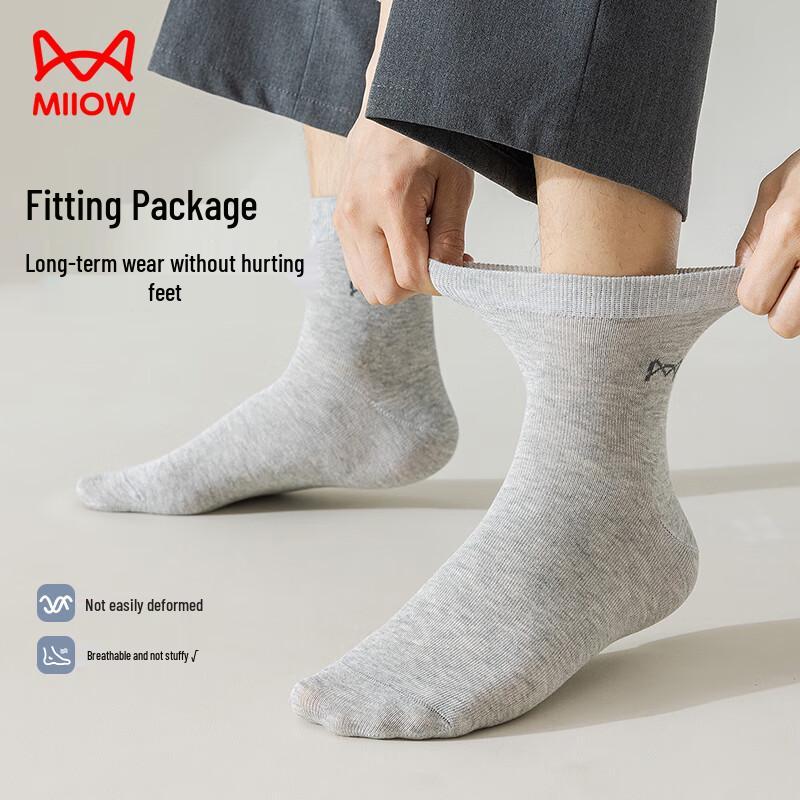 MIIOW Herren Socken 100% Baumwolle Jacquard Wadenhoch (6-Paar-Packung)