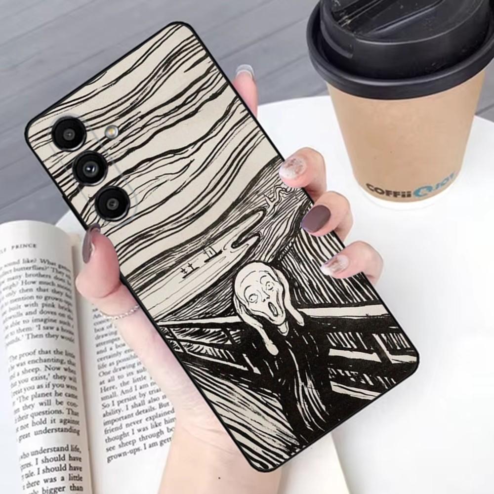 Art E-Edvard Munch Paintings Phone Case For Samsung S 25,24,21,22,23,30,20,Ultra,Plus,Fe,Lite,Note,10,9,5G Black Soft