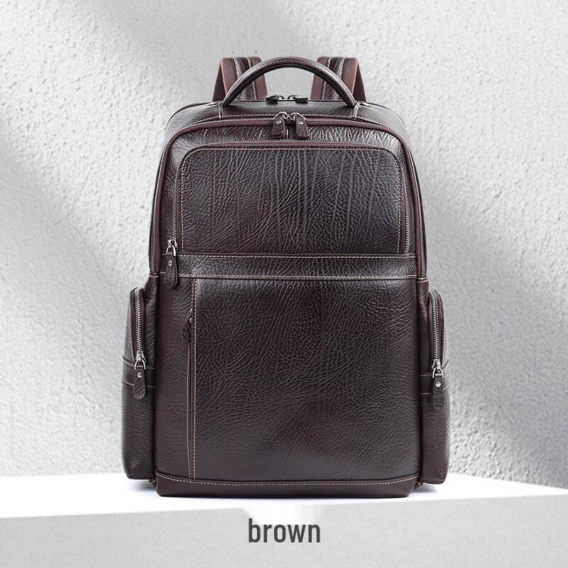 SCHWARZETIENNE Men's Premium Leather Business Laptop Backpack