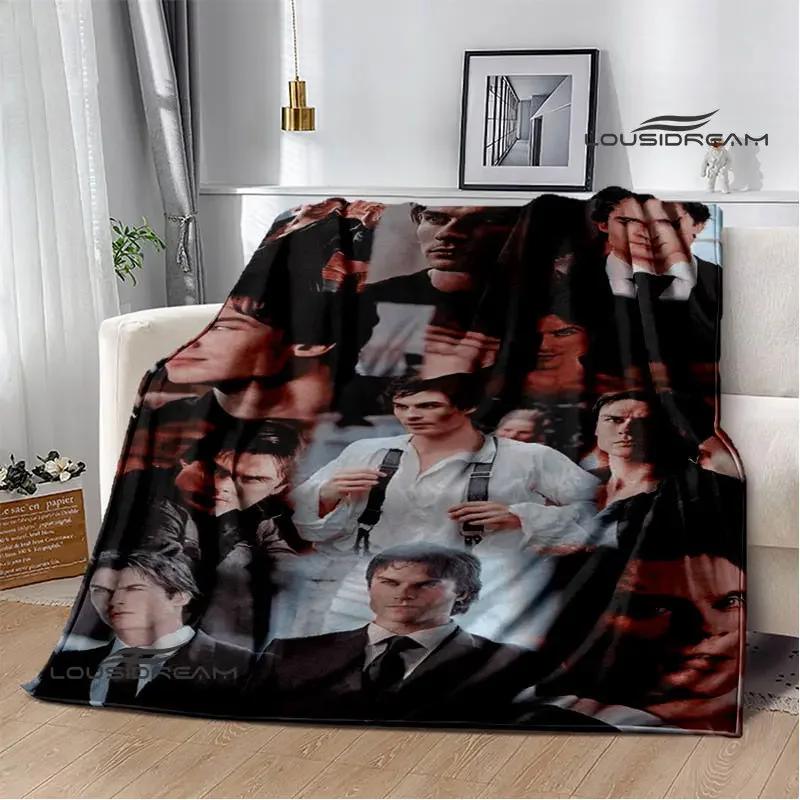 The Vampire Diaries Damon salvatore Blanket Flange Warm blanket Home travel blanket bed linings blankets for beds birthday gift