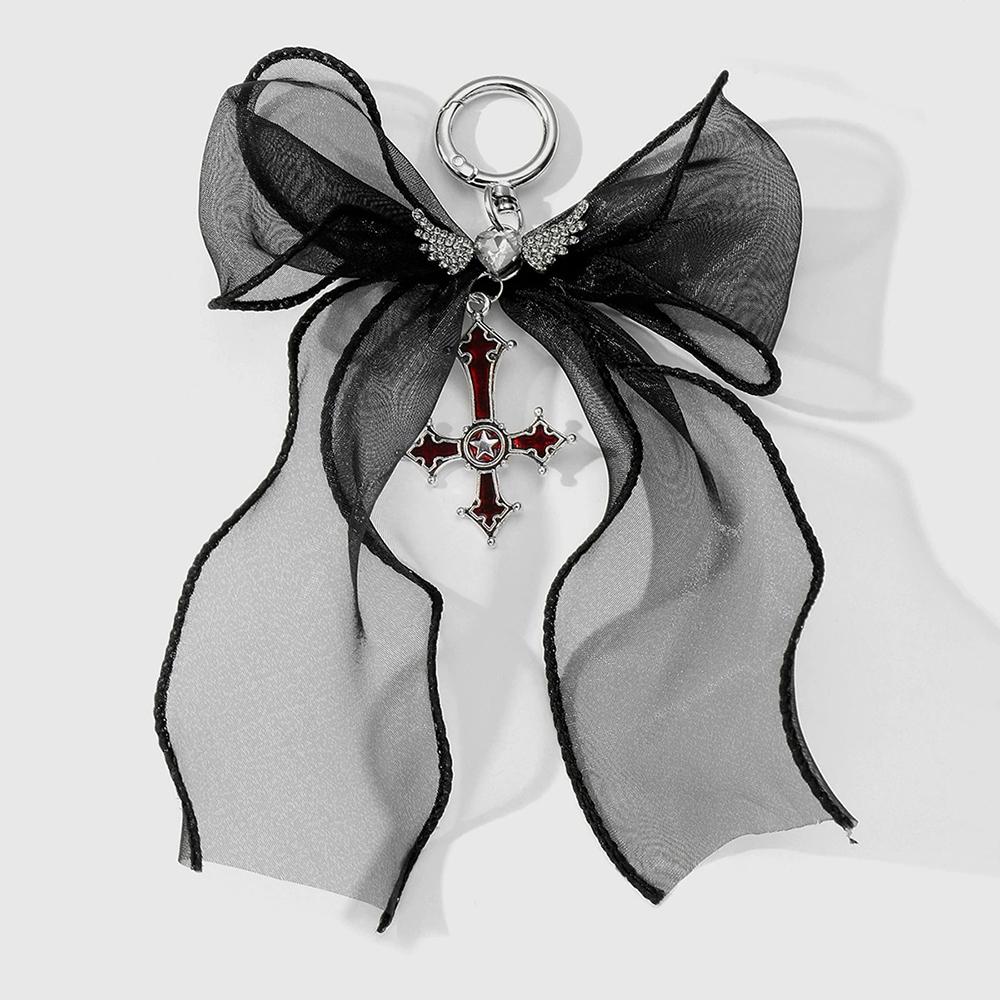 Exquisite Leopard Print Bow Lace Plush Design Retro Charm Cross DIY Accessories Gift Bag Charm