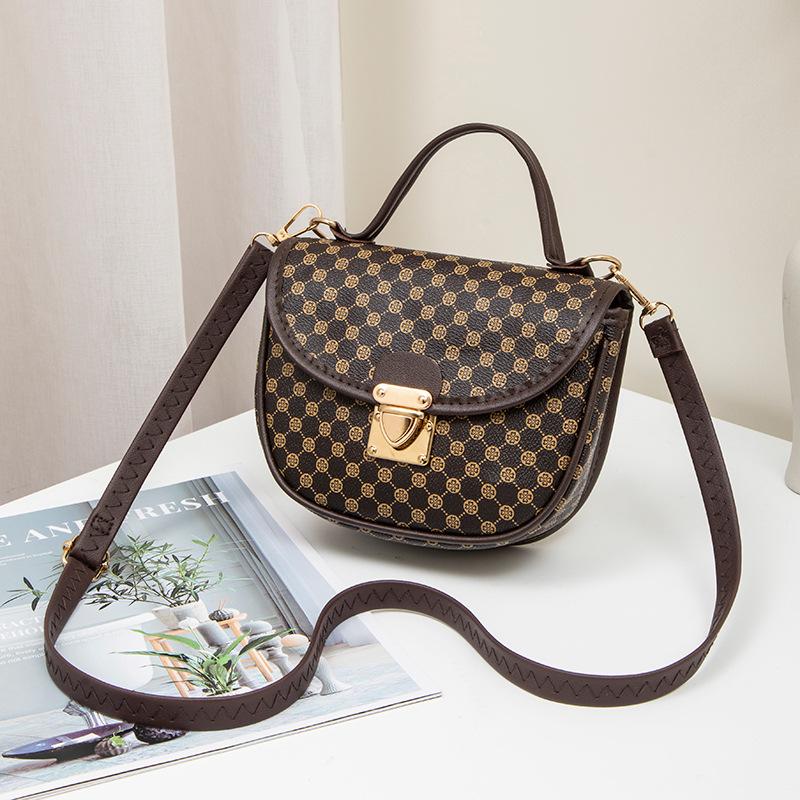 Rhombus embroidered thread women's shoulder shell bag, a new fashionable and simple polka dot printed messenger bag