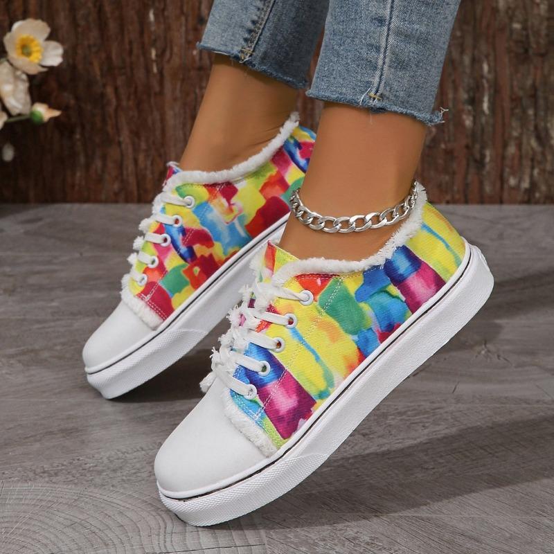 Fashion Woman Designer Shoes 2025 Autumn Canvas Women's Sneakers Fashion Color Block Lace-up Casual Lady Shoes Light Running Sport Shoes
